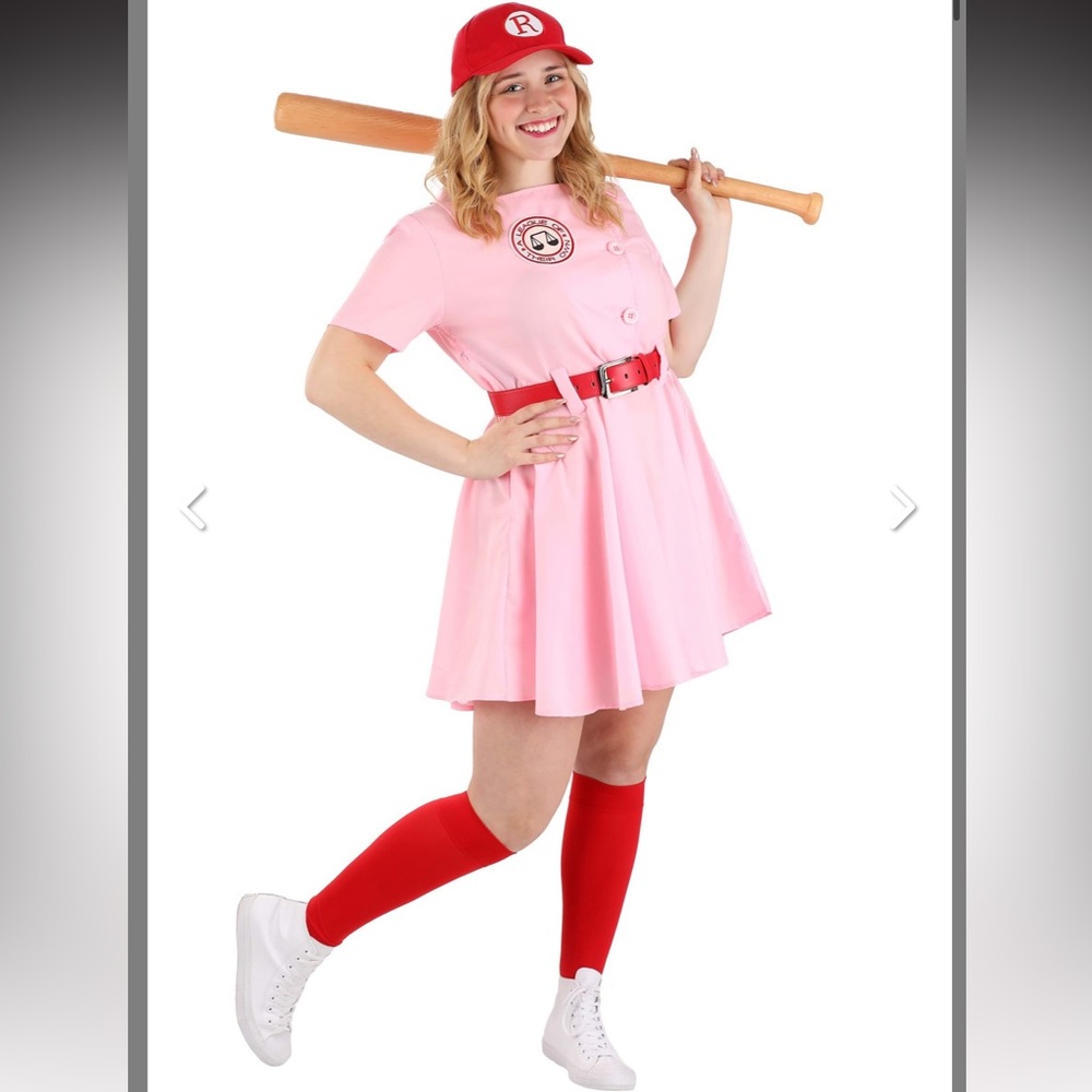 A League of Their Own Women’s Baseball Costume Cap Red Knee-High Socks Halloween - Picture 3 of 15